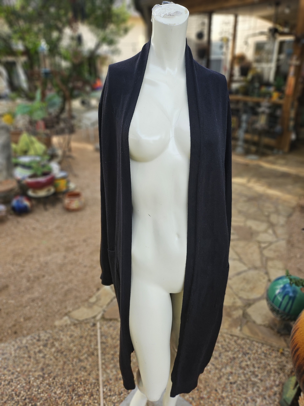 Grace Karin Black Open-Front Women's Long Cardigan Sweater Duster S